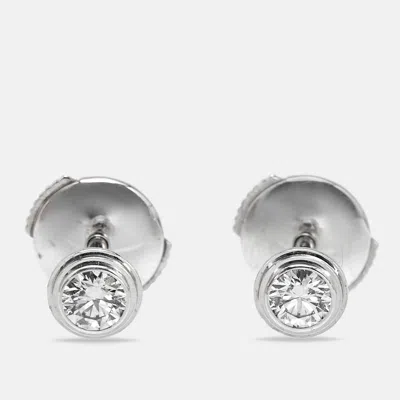 Pre-owned Cartier D'amour Diamonds 18k White Gold Medium Model Stud Earrings