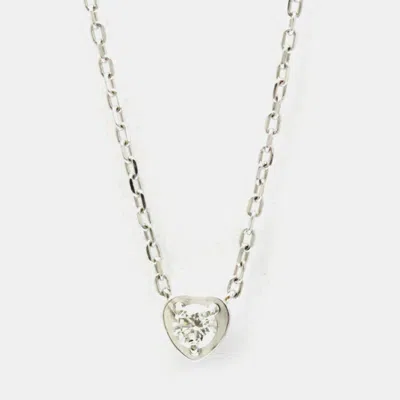 Pre-owned Cartier D'amour Heart 18k White Gold Diamond Necklace