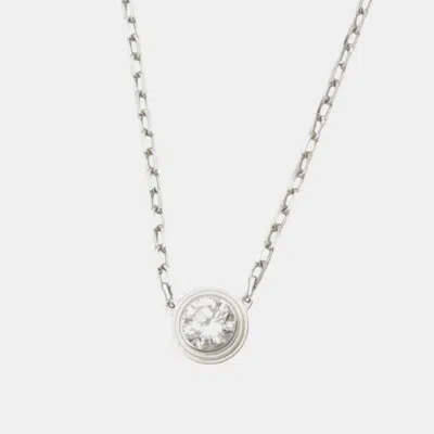 Pre-owned Cartier D'amour Large Model 18k White Gold Diamond Necklace