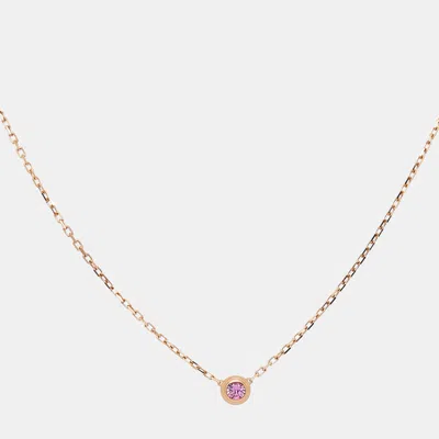 Pre-owned Cartier D'amour Pink Sapphire 18k Rose Gold Necklace