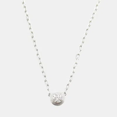 Pre-owned Cartier D'amour Sm Necklace 18k White Gold Diamond Clear Metal