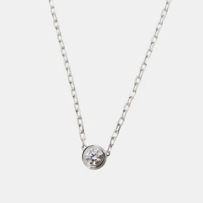 Pre-owned Cartier D'amour Small 18k White Gold Diamond Necklace