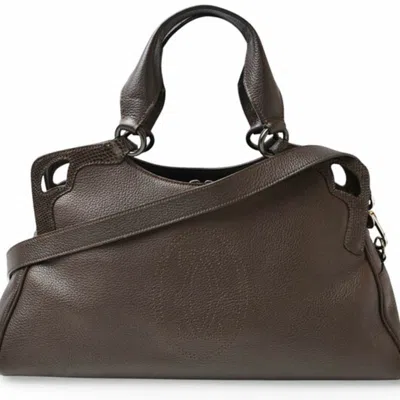 Pre-owned Cartier Dark Brown Leather Shoulder Bag Tote Bag ()