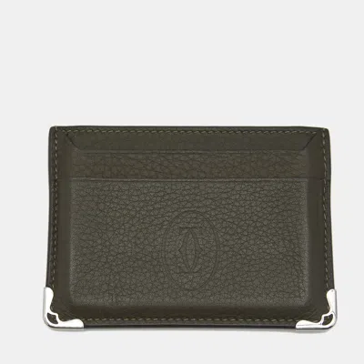 Pre-owned Cartier Dark Green Leather Card Holder