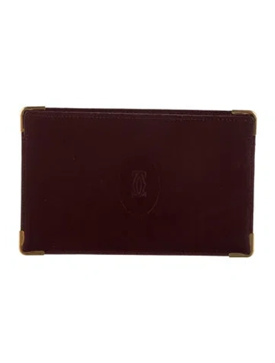 Pre-owned Cartier Debossed Leather Travel Organizer In Burgundy