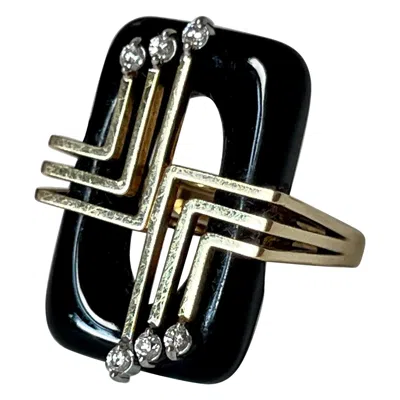 Pre-owned Cartier Deco Inspired Onyx And Diamond Ring In Black