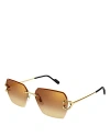 Cartier Decor 24 Carat Gold Plated Rimless Butterfly Sunglasses, 58mm In Gold/orange Gradient