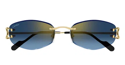Cartier Décor C Classique De  Ct0467s-002 - Gold Sunglasses