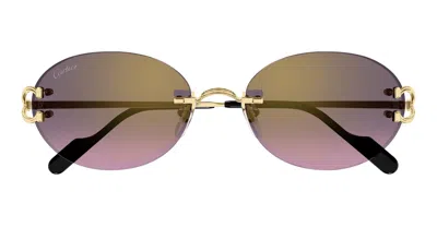 Cartier Décor C De  Ct0551s-004 - Gold Sunglasses In Multi