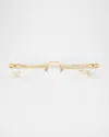 Cartier Decor C Rimless Metal Oval Optical Glasses In Brown