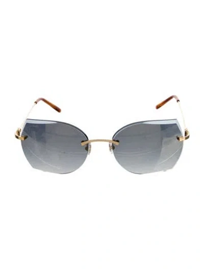 Pre-owned Cartier Décor Rimless Oversize Sunglasses In Multi