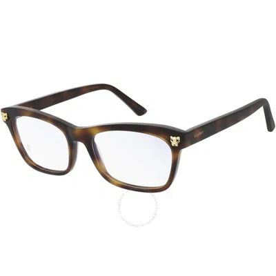 Cartier Demo Rectangular Ladies Eyeglasses Ct0144o 002 52 In Brown