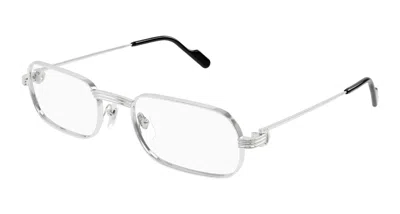 Cartier Demo Rectangular Men's Eyeglasses Ct0556o 002 55 In Metallic