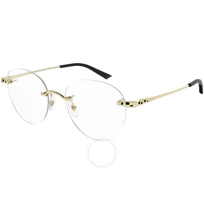 Cartier Demo Round Ladies Eyeglasses Ct0309o 001 52 In Oro