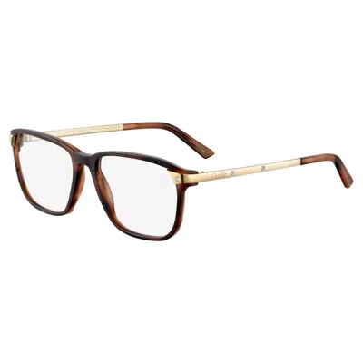 Cartier Demo Square Unisex Eyeglasses Ct0075o 002 56 In Brown