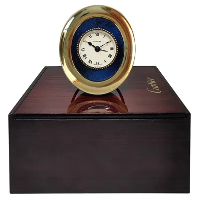 Pre-owned Cartier Desk Alarm Clock, Lapis Lazuli & Gold-plated, Swiss, 1964 In Black