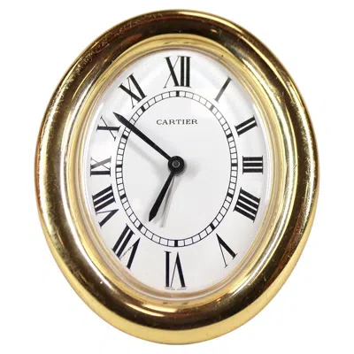 Pre-owned Cartier Desk Clock With Original Case In Gold