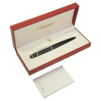 Pre-owned Cartier Diabolo Black Resin Palladium Finish Rollerball Pen With Case & Papers