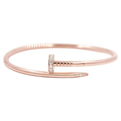Pre-owned Cartier Diamond 18 Karat Rose Gold Juste Un Clou Bracelet Size 19 Full Set Mint In Red