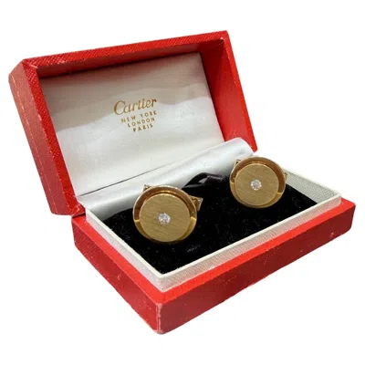 Pre-owned Cartier Diamond Cufflinks, Yellow Gold 1950s, Excellent Condition