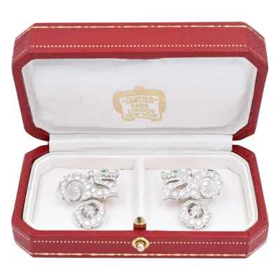 Pre-owned Cartier Diamond "dragon" Cufflinks In Multi