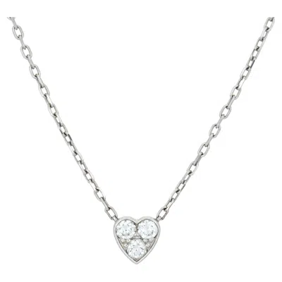 Pre-owned Cartier Diamond Heart Necklace 18k White Gold 16" Choker Estate Signed Jewelry