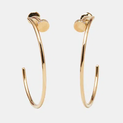 Pre-owned Cartier Diamond Juste Un Clou Diamonds 18k Rose Gold Hoop Earrings