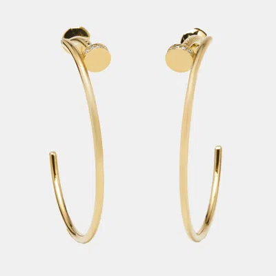 Pre-owned Cartier Diamond Juste Un Clou Diamonds 18k Yellow Gold Hoop Earrings