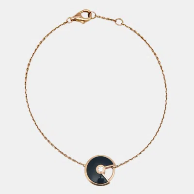 Pre-owned Cartier Diamond Onyx 18k Rose Gold Xs Model Bracelet