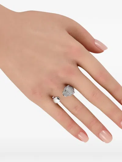 Pre-owned Cartier Diamond Panthere Ring In Silver