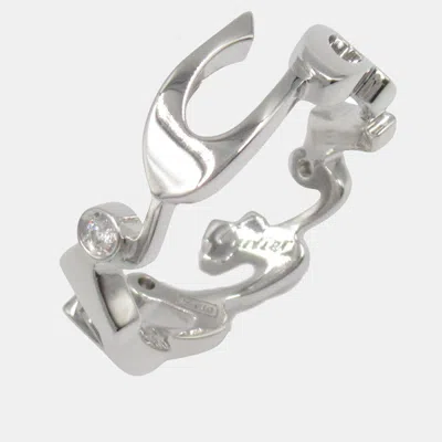 Pre-owned Cartier Diamond Signature 18k White Gold Diamond Ring Eu 51