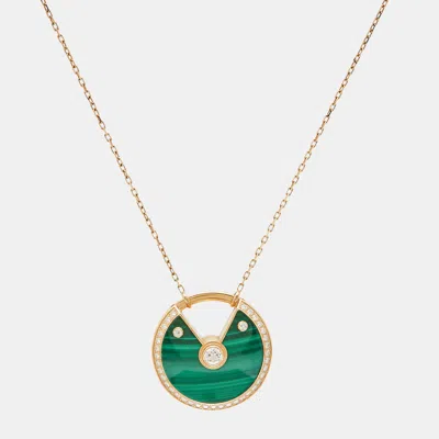 Pre-owned Cartier Diamonds Malachite 18k Rose Gold Long Necklace