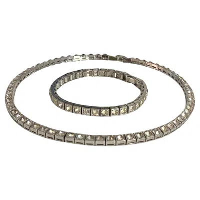 Pre-owned Cartier Dorsons Demi-parure Set In Sterling Silver; Tennis Bracelet + Tennis Necklace