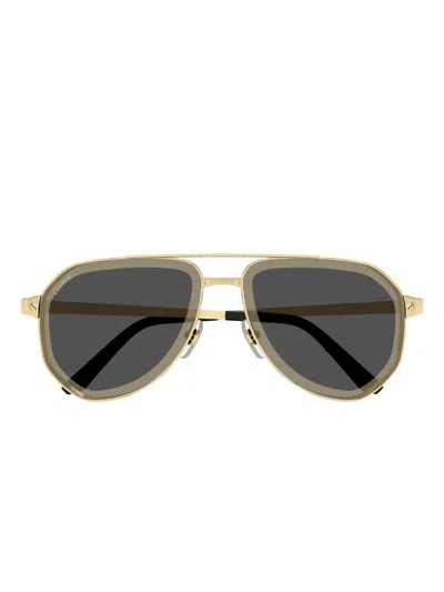 Cartier Double-bridge Sunglasses In Gold