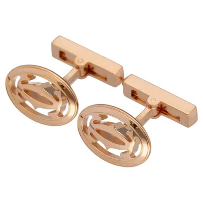 Pre-owned Cartier Double C De  Cufflinks 18k In Rose Gold In Red