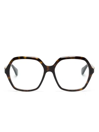 Cartier Double C Décor Square-frame Glasses In Brown