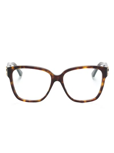 Cartier Double C Rectangle-frame Glasses In Brown