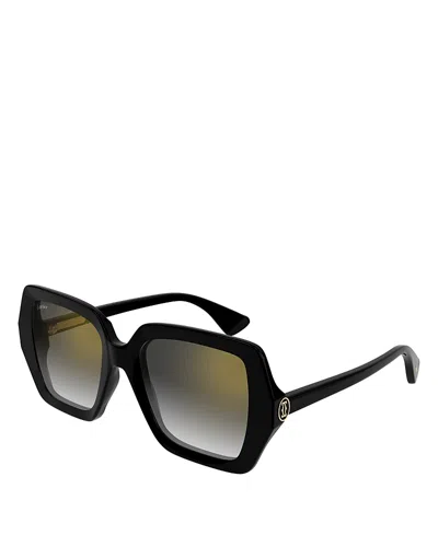 Cartier Double C Square Sunglasses, 54mm In Black