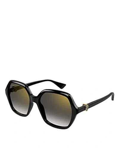 Cartier Double C Squared Sunglasses, 57mm In Black/brown Gradient
