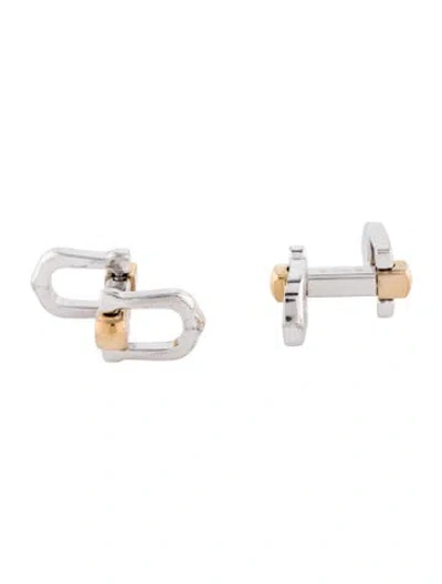 Pre-owned Cartier Elongated C Shape Decor Cufflinks In Multi