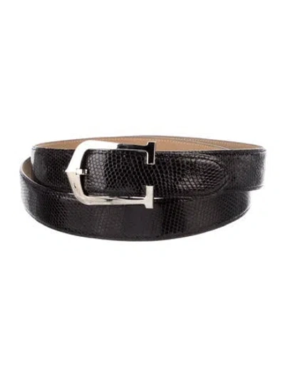 Pre-owned Cartier Embossed Leather Belt In Black