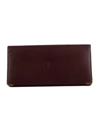 Pre-owned Cartier Embossed Leather Continental Wallet In Burgundy