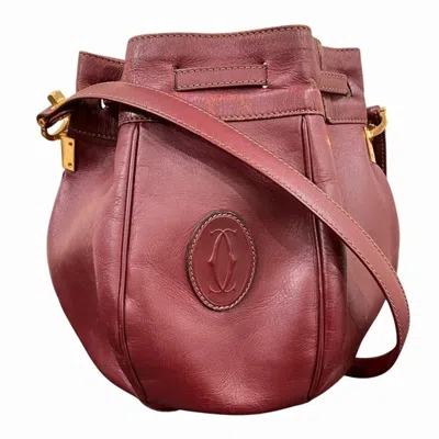 Pre-owned Cartier Enamel Bordeaux Leather Shoulder Bag ()