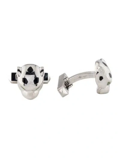 Pre-owned Cartier Enamel Panthere Cufflinks In Multi