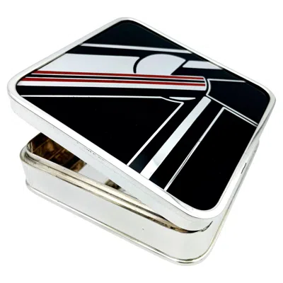 Pre-owned Cartier Enamel Table Box In Sterling Silver, Art Deco Design By Salimbeni