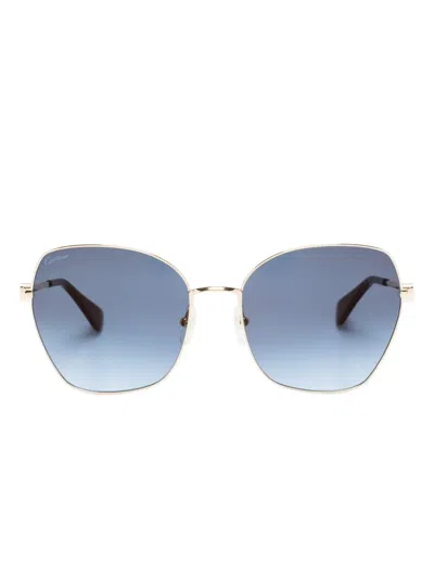 Cartier Engraved-detail Sunglasses In Gold