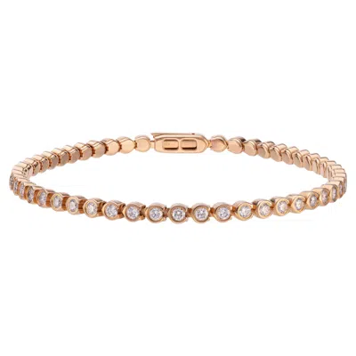 Pre-owned Cartier Essential Lines Diamond Rose 18 Kt Gold Bracelet Box And Certificate In Red