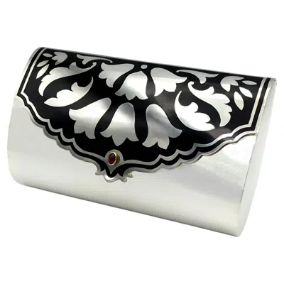 Pre-owned Cartier Evening Bag Floral Motif Enamel Sterling Silver Made By Salimbeni