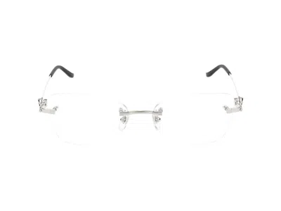 Cartier Eyeglasses  Ct0522o 002 Silver Silver Transpa 57/17/135 In Red