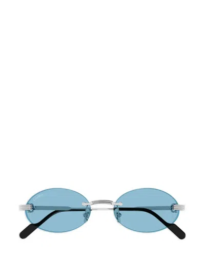 Cartier Eyewear Ct0615s Oval Tinted Lens Sunglasses In Blue